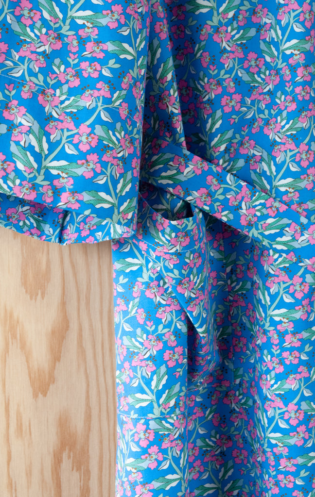 Ethel Handmade Housecoat with a variety of floral prints, ethically made in Northern Ontario, Canada