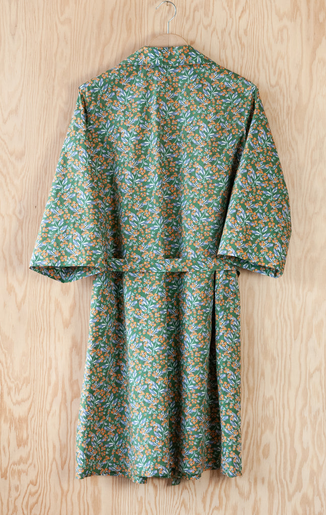 Liberty Floral Green Ethel Cotton Housecoat - Ethical, Sustainable, Slow Fashion Handmade in Northern Ontario, Canada