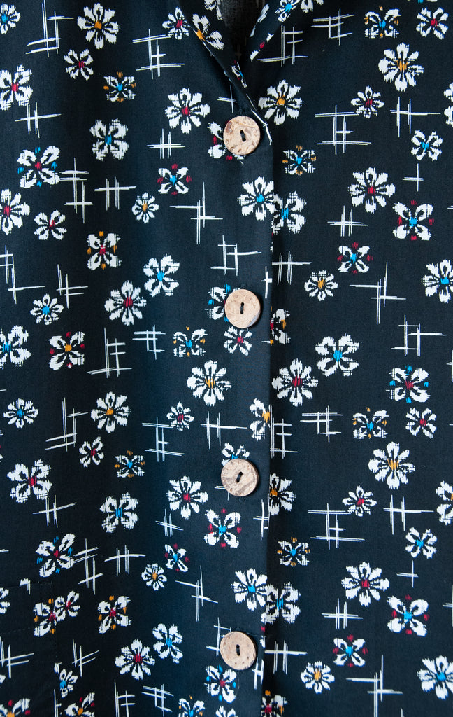 Lucy Pajama Set, Black and White Floral Design, Sustainably and Ethically Made by Small Business 49th Apparel in Northern Ontario