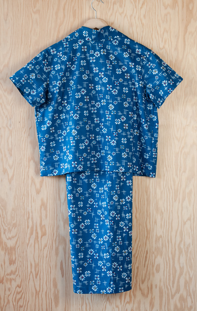 Lucy Pajama Set, Blue and White Floral Design, Sustainably and Ethically Made by Small Business 49th Apparel in Northern Ontario