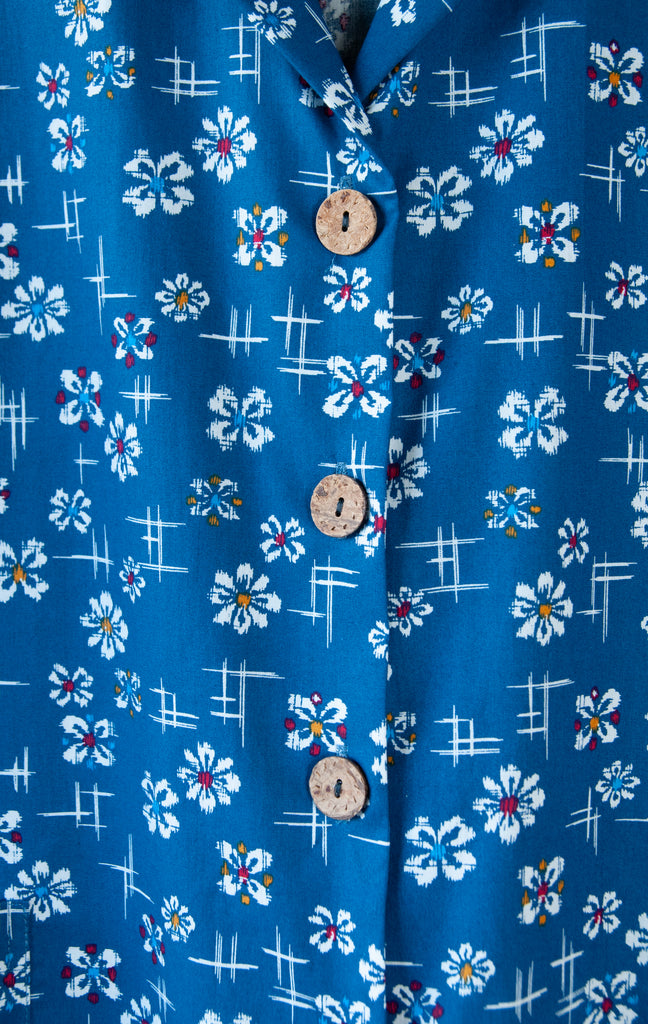 Lucy Pajama Set, Blue and White Floral Design, Sustainably and Ethically Made by Small Business 49th Apparel in Northern Ontario