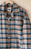 Closeup of Collar of Men's Classic Pajama Set - Pancake Bay Plaid Flannel - Sand - Handmade, Ethically Made, and Sustainably Made by a Small, Local Business in Sault Ste Marie, Ontario, Canada - 49th Apparel